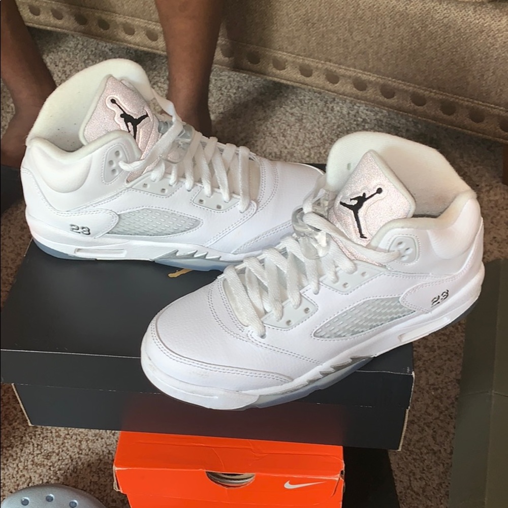 all white jordan 5’s